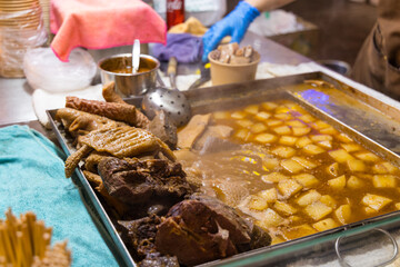 Traditional Hong Kong street food mixed beef offal