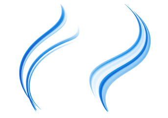 Obraz premium Two abstract blue wavy lines isolated on transparent background create a dynamic and modern design element