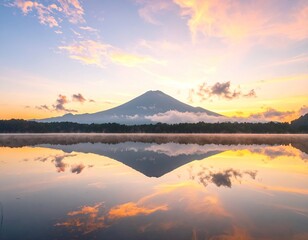 Obraz premium Calm Sunrise over Mountain Lake