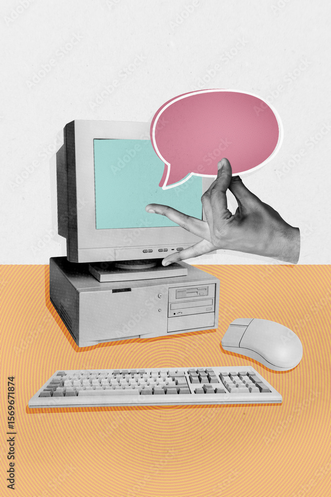 Aufkleber artwork photo collage of cyberspace internet programming hacker obsolete technology computer monitor