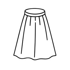 Simple line art illustration of a skirt, showcasing the garment's shape and design.