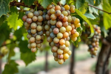 Ripe Chardonnay Grapes on Vine