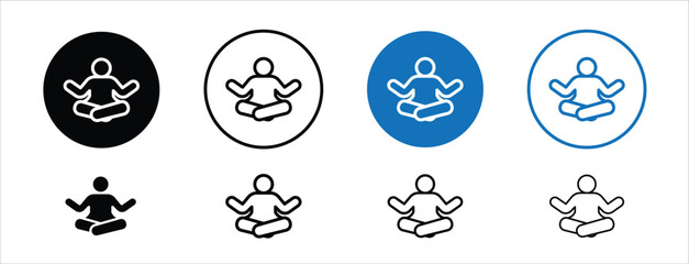 Set of pixel perfect colored Yoga pose icon, 1 Silhouette, 1 unexpanded, Yoga person in lotus pose icon for wellness, mindfulness, and meditation practice.