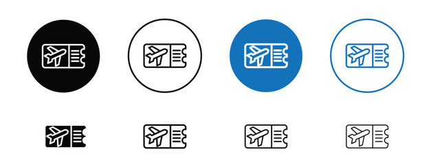 Set of pixel perfect colored Boarding pass icon, 1 Silhouette, 1 unexpanded, Boarding pass icon depicting air travel ticket.