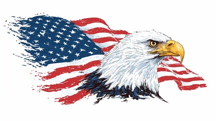Bald Eagle and American Flag for Independence Day Celebration