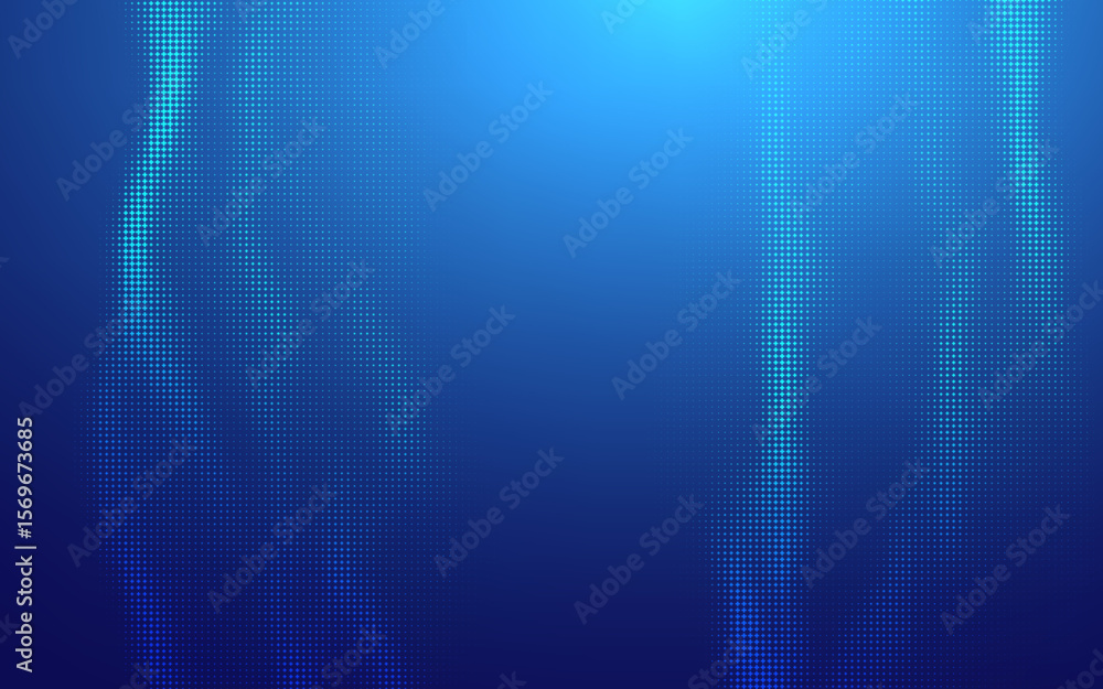 Poster blue tech fintech background with abstract pixel data and light grid network. futuristic financial v