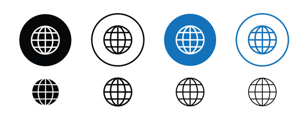 Set of pixel perfect colored Globe icon, 1 Silhouette, 1 unexpanded, Globe icon symbolizing worldwide reach or global business.
