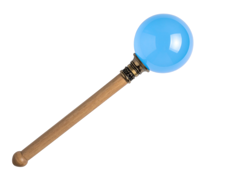 Isolated Magic Staff with Blue Orb. PNG.