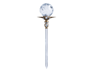Magical Ice Staff with Crystal Orb at Tip for Fantasy Imagery. Fantasy art and game design. PNG.