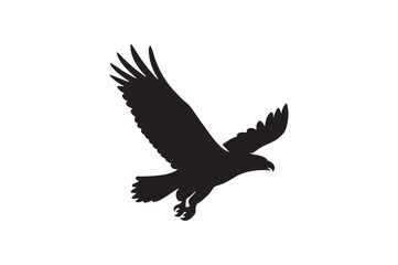 eagle in flight silhouette vector art illustration on white background