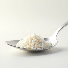 A warm, modern image of white rice on a sleek spoon, set against a soft-toned background—blending simplicity and comfort to evoke a sense of home, nourishment, and everyday elegance.
