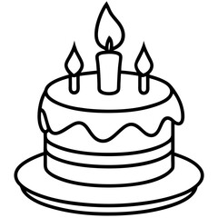 Birthday Cake Icon in Line Art