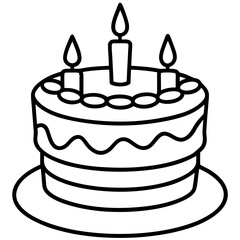 Birthday Cake Icon in Line Art