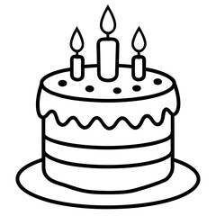Birthday Cake Icon in Line Art