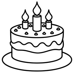 Birthday Cake Icon in Line Art