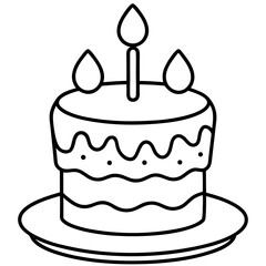 Birthday Cake Icon in Line Art