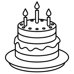 Birthday Cake Icon in Line Art