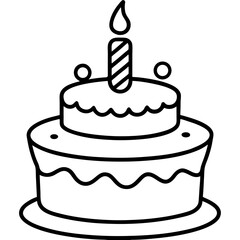 Birthday Cake Icon in Line Art
