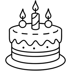 Birthday Cake Icon in Line Art
