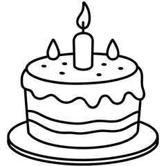 Birthday Cake Icon in Line Art