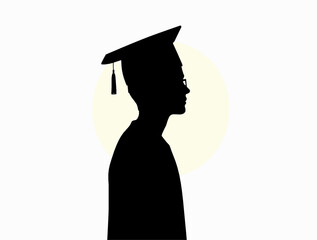 A graduation student silhouette with cap and gown, university student 