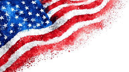 Watercolor Style American Flag Illustration for Independence Day Celebration