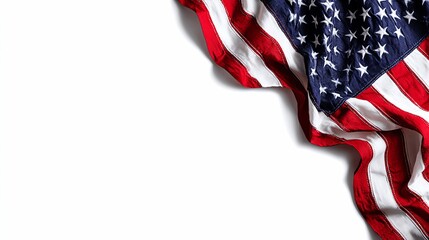 Crumpled American Flag on White Background for Independence Day Celebration