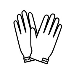 Simple black and white illustration of a pair of work gloves.