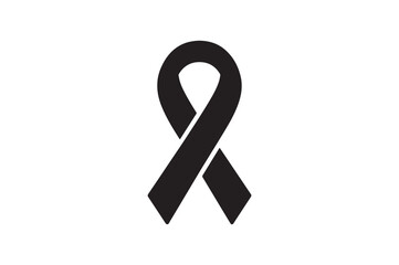 remembrance ribbon silhouette vector art illustration on white background