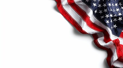 Crumpled American Flag on White Background for Independence Day Celebration