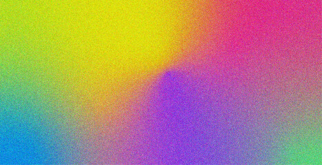 Abstract grainy gradient background with vibrant yellow, pink, purple, and green tones. The colorful noise texture creates a retro digital look, perfect for web design, posters, mobile apps, and creat