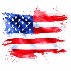 Watercolor Style American Flag Illustration for Independence Day Celebration
