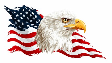 Bald Eagle and American Flag for Independence Day Celebration