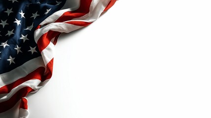 Crumpled American Flag on White Background for Independence Day Celebration