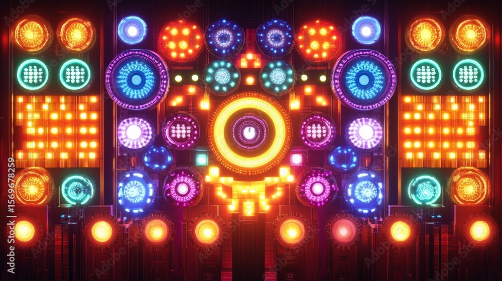 Aufkleber futuristic technological display with intricate lighting and circuitry