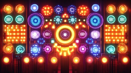 Futuristic Technological Display with Intricate Lighting and Circuitry
