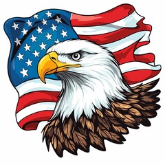 Bald Eagle and American Flag for Independence Day Celebration