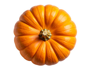 Top-Down View of a Fresh Pumpkin with Dramatic Lighting and Shadow, Isolated on Transparent PNG