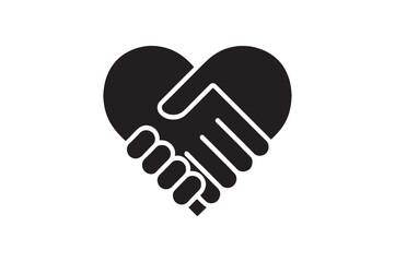 unity heart silhouette vector art illustration on white background