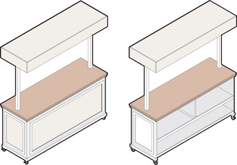 FOOD STALL ISOMETRIC VIEW - VECTOR