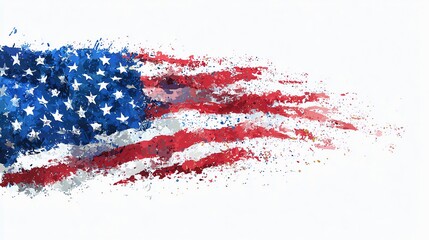 Watercolor Style American Flag Illustration for Independence Day Celebration