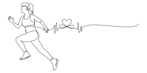  continuous line drawing of energetic woman running.healthy sports training concept 1
