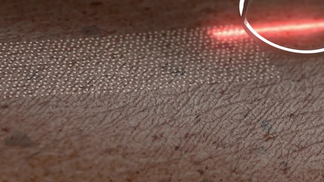 Old wrinkled skin surface laser resurfacing macro, 4k looped switch