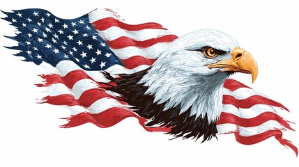 Bald Eagle and American Flag for Independence Day Celebration