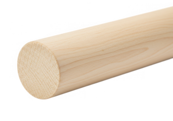 A wooden rolling pin for baking isolated on transparent background is ready for use