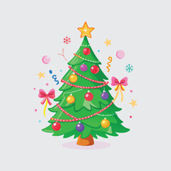  "Colorful Christmas Tree with Decorations and Star Topper"