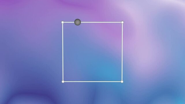 Breathing in a square. The ball moves along 4 sides of a square on a gradient pleasant background. 3D animation. Breathing in a square, a calming technique.