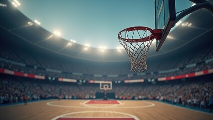 basketball hoop on the background of an open-air stadium