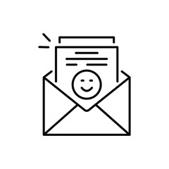 Smile mail line icon. Positive feedback letter sign. Customer satisfaction symbol. Minimal line illustration background. Smile line icon pattern banner. White web template concept. Vector