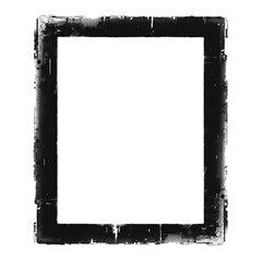 Distressed Black and White Frame on Black Background for Creative Projects